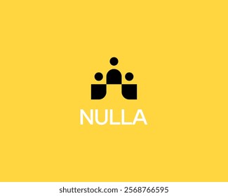 People logo from geometric shapes. Creative team care support vector icon.
