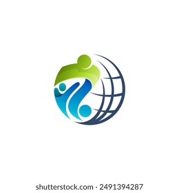 people logo and globe design combination, earth icons