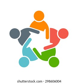 People Logo. Group Of Five In A Circle