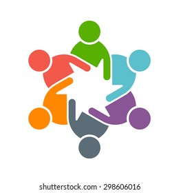 People Logo. Group Of Five In A Circle