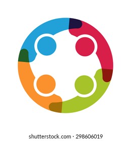 People Logo. Group Of Four In Circle