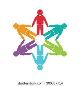 People logo. Group of six persons in a circle