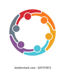 People Logo. Group Of Six Persons In Circle