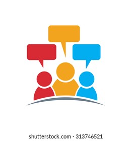 People logo. Group of three persons speech 