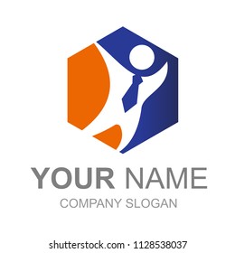 people logo and hexagon inside, logo ready to use