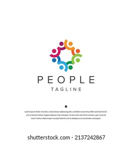 Plantilla de diseño de icono de logotipo de personas vector plano