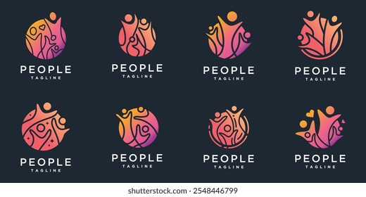 People Logo Icon Element Templates collection. Community Logo vector set. Teamwork logo design	