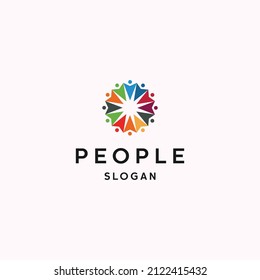 People logo icon flat design template 