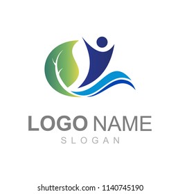 people logo and leaf design vector, medical logo, 