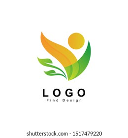 people logo with leaf, healthy care nature design 