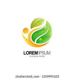 people logo with leaf and nature design