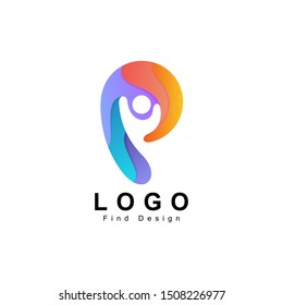 people logo, letter p design and template