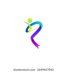 People logo and letter P design ribbon, charity logos