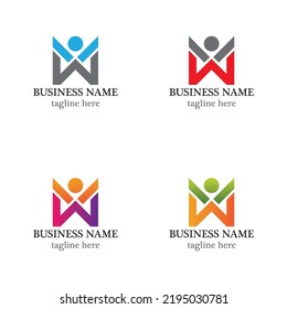 People logo and letter w vector icon design