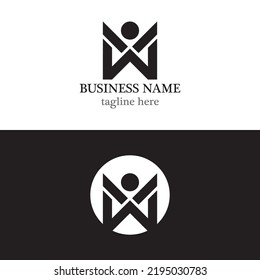 People-Logo und Buchstabe w Vektorsymbol-Design