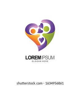 people logo with love and family concept