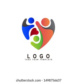 People Logo With Love, Family, Kids Care, Social Design Template