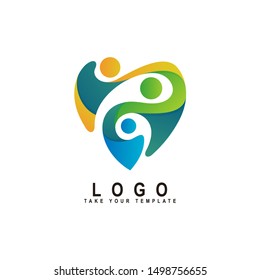 people logo with love, family, kids care, social design template