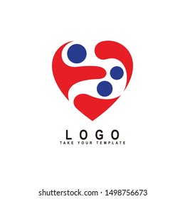 people logo with love, family, kids care, social design template