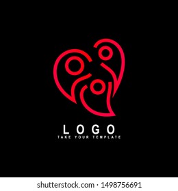 people logo with love, family, kids care, social design template
