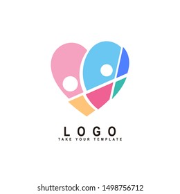 people logo with love, family, kids care, social design template