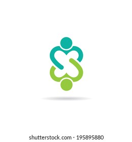 People Logo Love Image. Concept Of Compromise, Partnership, Union.Vector Icon