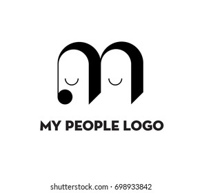 People Logo. Medieval gothic style. Minimal face logo.