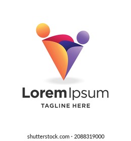 people logo with paper fold concept