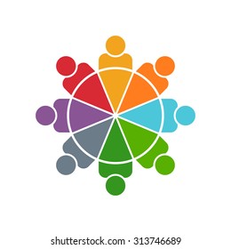 People logo. Pie chart 8 persons