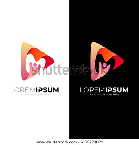 People logo and play design template, Logo of letter M in triangle