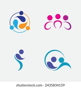 people logo set illustration design on gray background