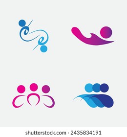 people logo set illustration design on gray background