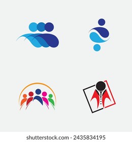 people logo set illustration design on gray background