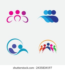 people logo set illustration design on gray background