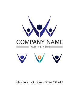Logo der Menschen und Team, Succes People Work, Group and Community, Group Company and Business Logo, Vektorgrafik und Design Pflege, Familiensymbol Succes Logo