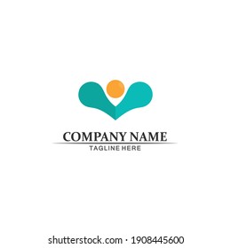 Logotipo de personas, equipo, trabajo de personas exitosas, grupo y comunidad, vectores de logotipo de empresa y empresa y diseño Cuidado, icono de familia Logotipo de éxito