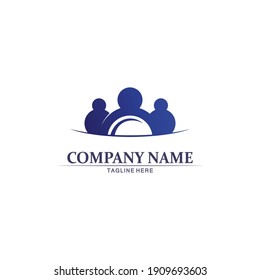 Logotipo de personas, equipo, trabajo de personas exitosas, grupo y comunidad, vectores de logotipo de empresa y empresa y diseño Cuidado, icono de familia Logotipo de éxito