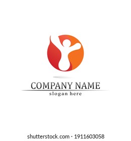 Logotipo de personas, equipo, trabajo de personas exitosas, grupo y comunidad, vectores de logotipo de empresa y empresa y diseño Cuidado, icono de familia Logotipo de éxito