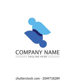 Logotipo de personas, equipo, trabajo de personas exitosas, grupo y comunidad, vectores de logotipo de empresa y empresa y diseño Cuidado, icono de familia Logotipo de éxito