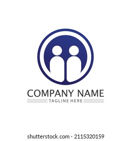 Logotipo de personas, equipo, trabajo de personas exitosas, grupo y comunidad, vectores de logotipo de empresa y empresa y diseño Cuidado, icono de familia Logotipo de éxito