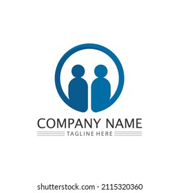 Logotipo de personas, equipo, trabajo de personas exitosas, grupo y comunidad, vectores de logotipo de empresa y empresa y diseño Cuidado, icono de familia Logotipo de éxito