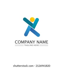 Logotipo de personas, equipo, trabajo de personas exitosas, grupo y comunidad, vectores de logotipo de empresa y empresa y diseño Cuidado, icono de familia Logotipo de éxito