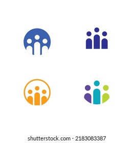 Logotipo de personas, equipo, trabajo de personas exitosas, grupo y comunidad, vectores de logotipo de empresa y empresa y diseño Cuidado, icono de familia Logotipo de éxito