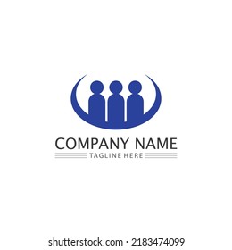 Logotipo de personas, equipo, trabajo de personas exitosas, grupo y comunidad, vectores de logotipo de empresa y empresa y diseño Cuidado, icono de familia Logotipo de éxito