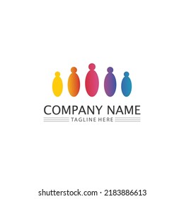 Logotipo de personas, equipo, trabajo de personas exitosas, grupo y comunidad, vectores de logotipo de empresa y empresa y diseño Cuidado, icono de familia Logotipo de éxito