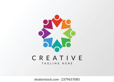 People logo, Team work, social network icon or logo, Human symbol, colorful logo.