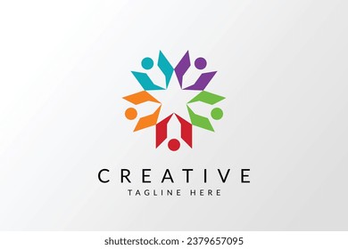 People logo, Team work, social network icon or logo, Human symbol, colorful logo.