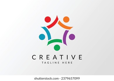 People logo, Team work, social network icon or logo, Human symbol, colorful logo.