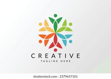 People logo, Team work, social network icon or logo, Human symbol, colorful logo.