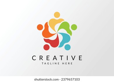 People logo, Team work, social network icon or logo, Human symbol, colorful logo.